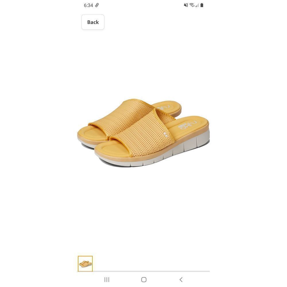New 9M Ryka Yellow Ellie Memory Foam Slide Sandals Open Toe Slide Shoes - Picture 1 of 6